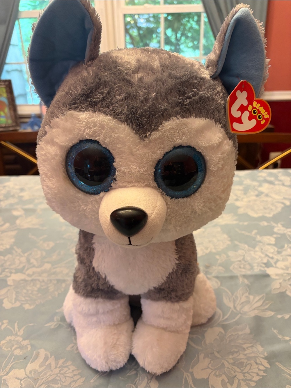 Ty Beanie Boos Plush Husky Stuffed Animal in Gray, White & Blue